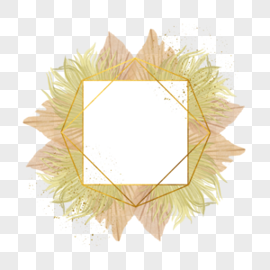 几何水彩干扇棕榈叶婚礼边框图片