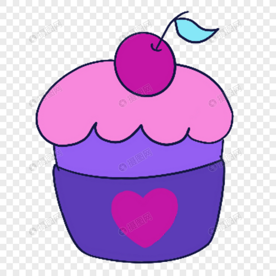 蓝紫色系生日组合卡通樱桃蛋糕图片
