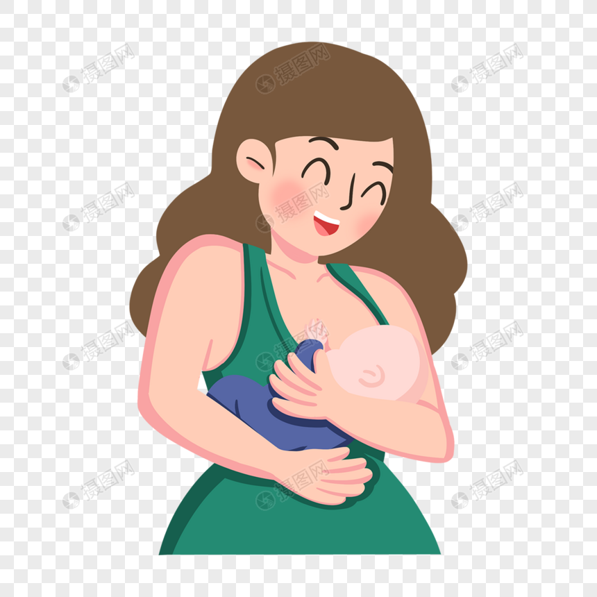 母亲养育母乳喂养婴儿概念插画图片