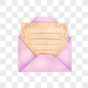 水彩粉红色信封结婚请柬图片