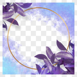 紫色花瓣植物花卉水彩边框图片