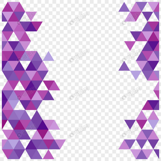 紫色马赛克抽象几何三角边框图片