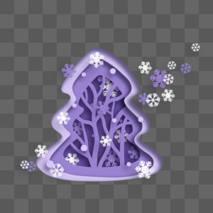 紫色创意剪纸线条圣诞树图片