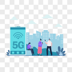 5g移动互联网插画城市里使用移动网络服务的人图片