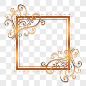 金色花纹装饰婚礼边框图片