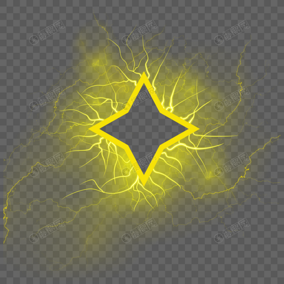抽象光效边框黄色闪电图片