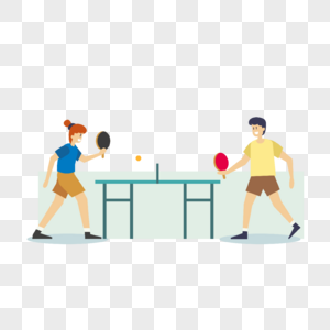 乒乓球运动插画户外打乒乓球的人图片