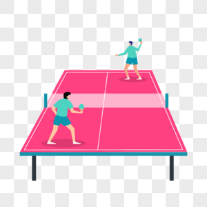 乒乓球运动插画站在乒乓球台上的运动员图片