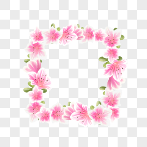 水彩粉色杜鹃花卉植物边框图片