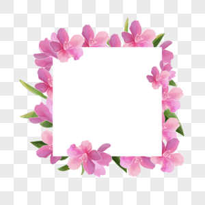 水彩杜鹃花卉方形边框创意图片