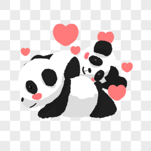 情人节动物可爱熊猫爱心图片
