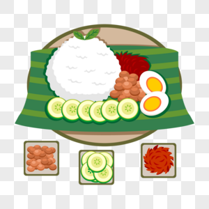 美丽卡通椰浆饭插画图片素材