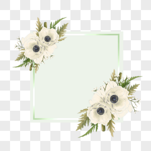 绿色水彩荚蒾花卉边框图片