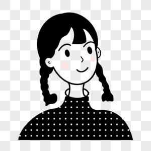 双辫子可爱女生无色人物头像图片素材
