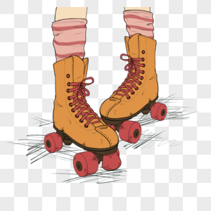 卡通彩色复古旧溜冰鞋图片