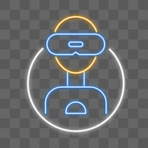 头戴vr眼镜霓虹灯光效图片
