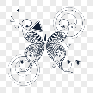 蝴蝶几何纹身黑白图案图片