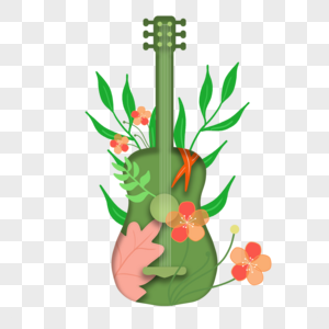 吉他剪子抽象植物绿色图片