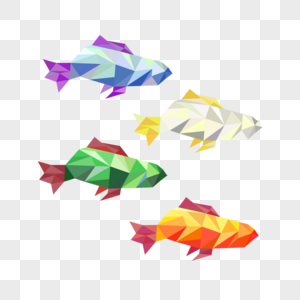 成群游动的彩色低聚抽象鱼图片