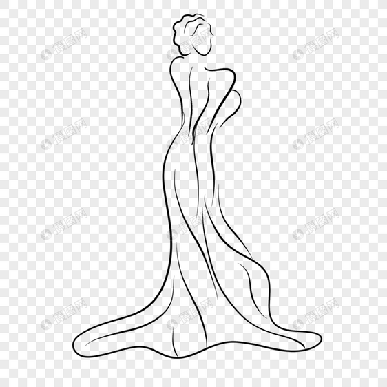 曼妙身材抽象线条婚纱礼服新娘图片