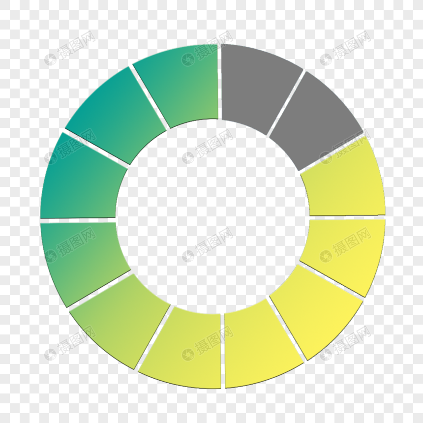 绿黄渐变圆形进度条页面等待图标标签图片