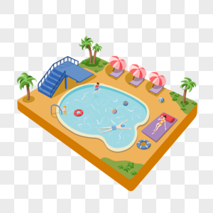 夏日泳池休闲活动图片
