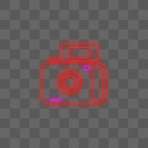 红色发光线条霓虹相机图片
