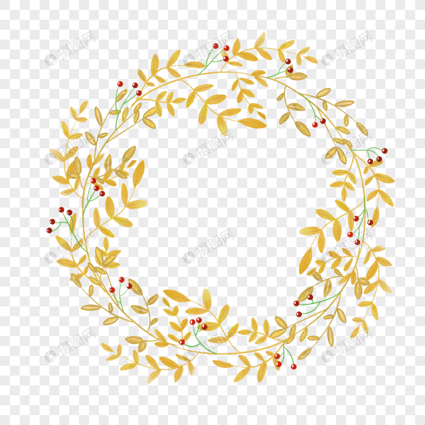 感恩节金色树枝植物边框图片