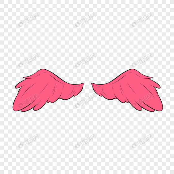 红色水彩卡通漂亮羽毛翅膀天使翅膀图片