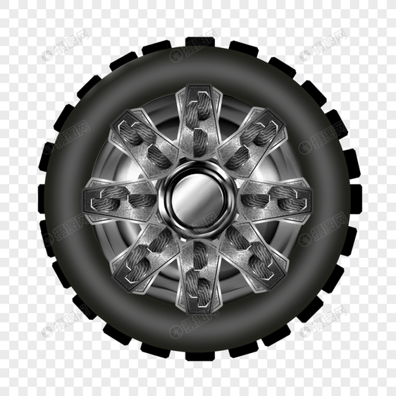 黑色圆形宽边花纹立体质感轮胎图片