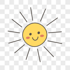 微笑着的黄色卡通太阳图片