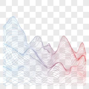 抽象多变山脉形状蓝红渐变线条图片