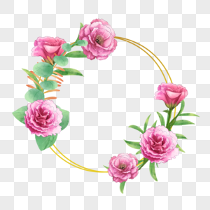 水彩花卉洋桔梗婚礼圆形边框图片