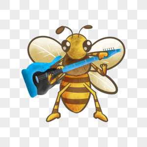 蜜蜂弹吉他卡通有趣绘本图片