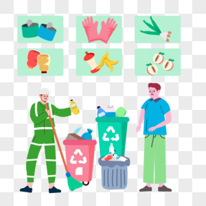 环卫工人垃圾分类和环境保护图片