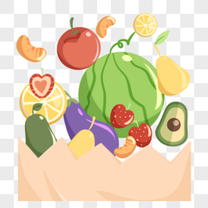 水果蔬菜纸袋西瓜苹果茄子图片