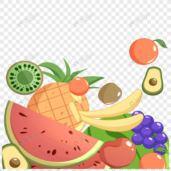 卡通水果西瓜菠萝苹果背景图片