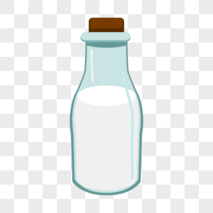 卡通透明玻璃瓶和牛奶图片