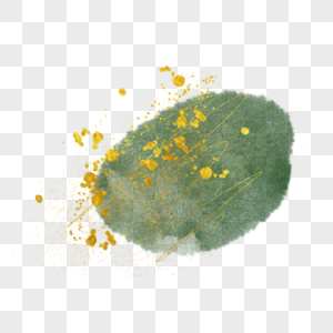 金黄斑点椭圆形绿色水彩污渍图片