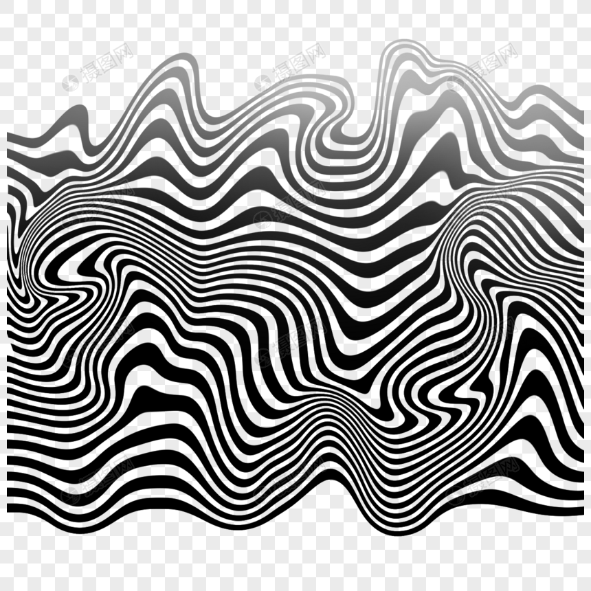 抽象的波光艺术插图黑白条纹背景图片