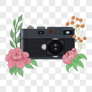 水彩红色花卉相机图片