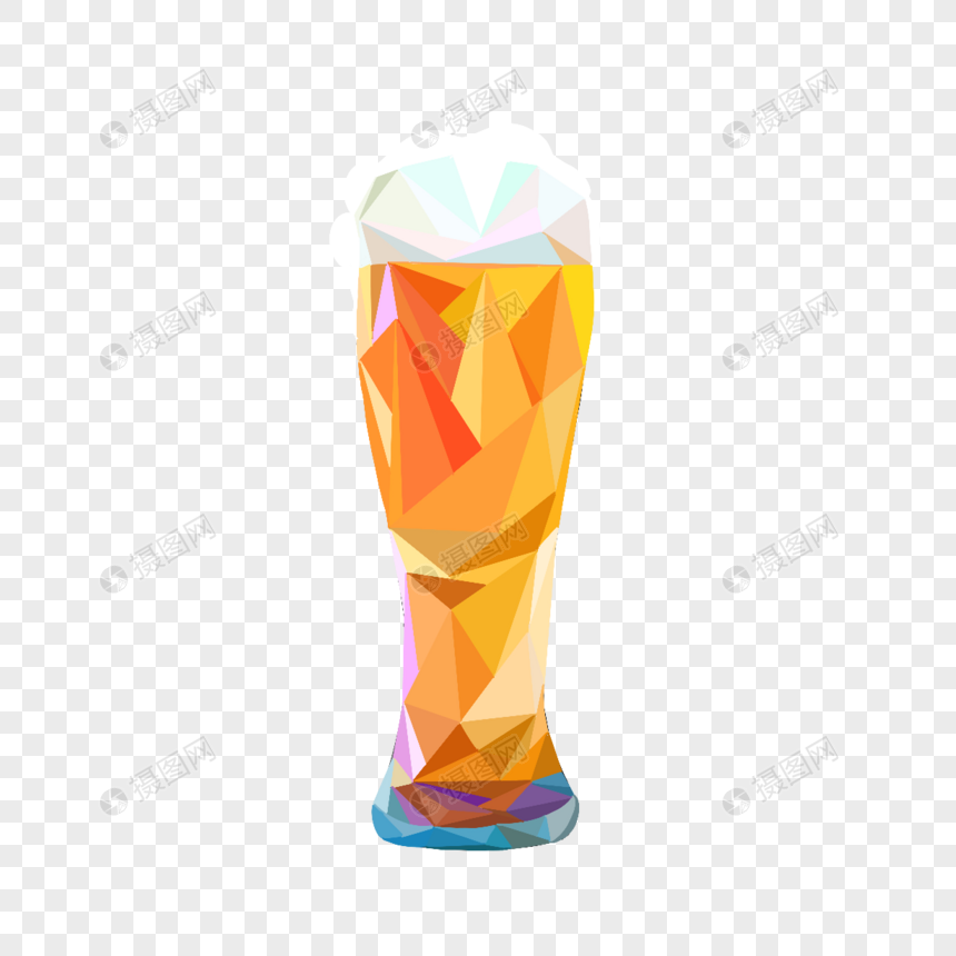 低聚啤酒杯生动彩色图片