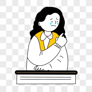 学校暴力插画哭泣的黄衣女生图片