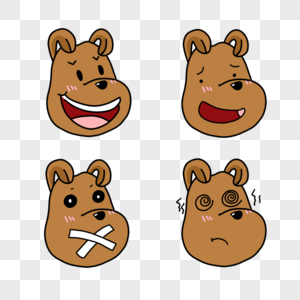 棕色卷耳朵四个可爱卡通狗狗表情包图片