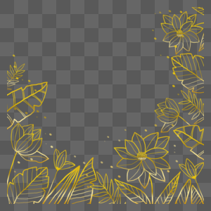 金色花卉边框美丽的线条花卉图片