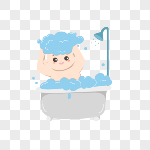 男宝宝洗澡扁平风图片