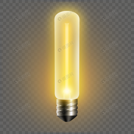 金黄色长条形状光效创意灯泡图片