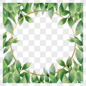 圆形环状树叶金箔叶子边框图片