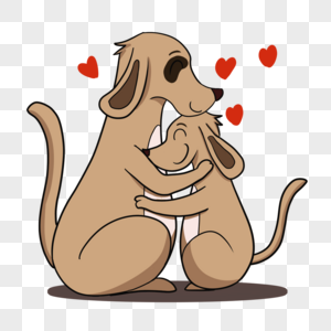 卡通可爱拥抱情侣狗狗图片