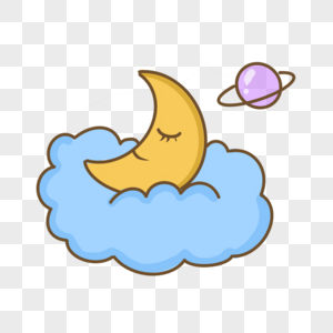 可爱天气图标蓝色云朵卡通月亮图片